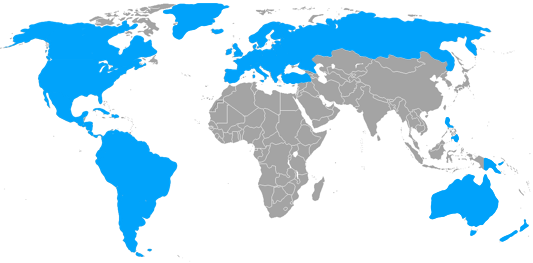 The Countries of The World Where European Languages Are Spoken as The First Language